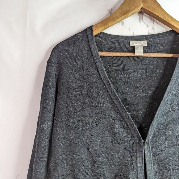 Chicos Cardigan Black Sparkle Size Small 0 Women Sweater Metallic Animal Zebra - Picture 2 of 10